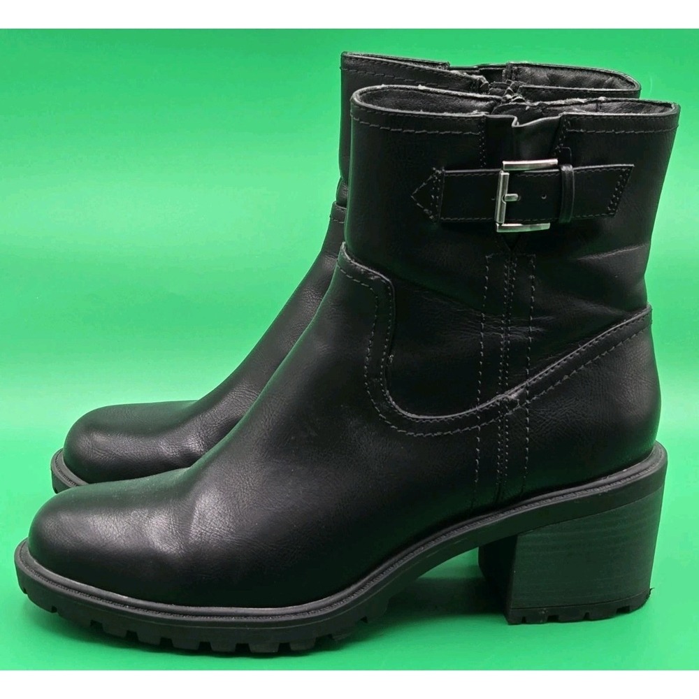 FRYE AND CO. Black Leather Buckle Ankle Boots